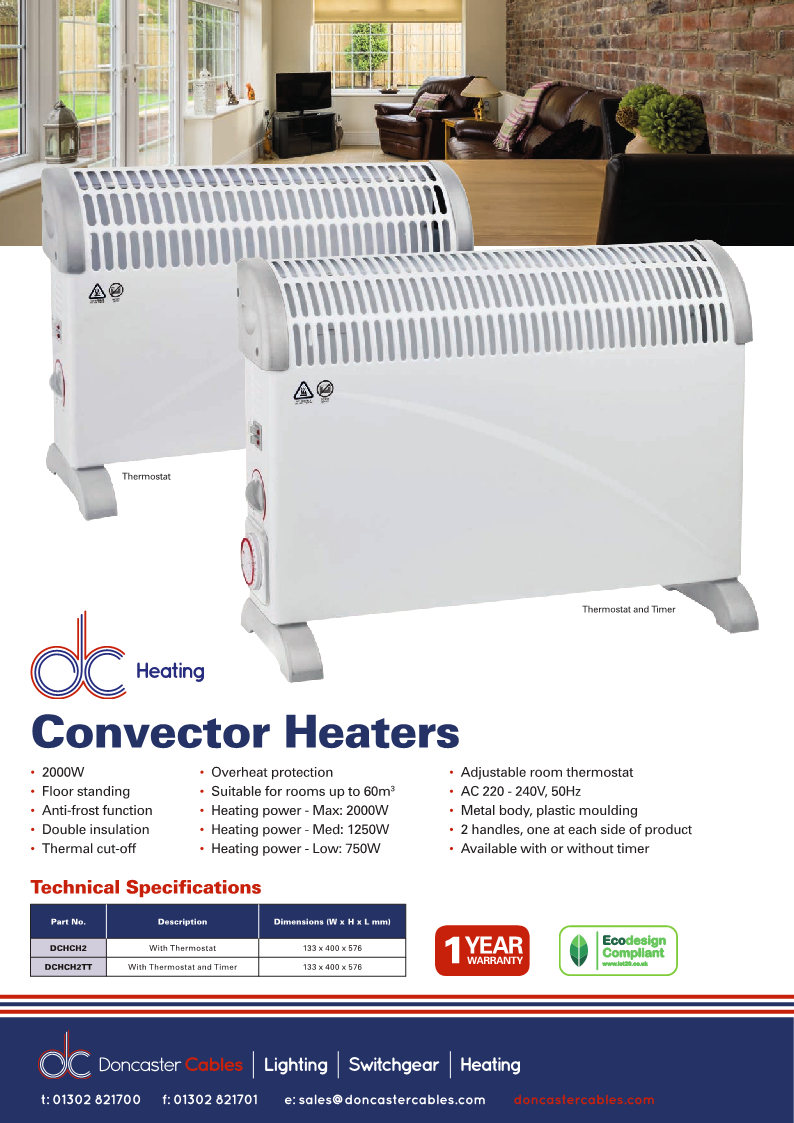 Welcome to Doncaster Cables - DC Heating - Convector Heaters